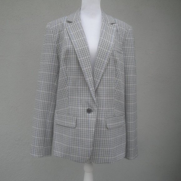 NEW A New Day Womens Blazer Jacket Size 14 Gray Plaid Chic Professional Preppy - Picture 9 of 9